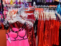 Romantic Depot Manhattan lingerie display featuring sexy outfits, lace lingerie, and intimate apparel