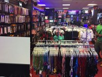 Romantic Depot Manhattan sexy lingerie display featuring plus size lingerie, fishnet bodystockings, and lace teddies for women.