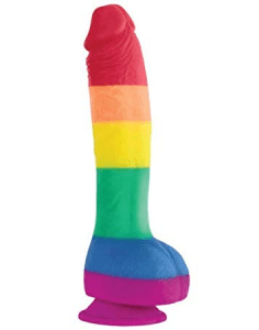 Realistic rainbow dildo with suction cup base for LGBTQ+ pleasure