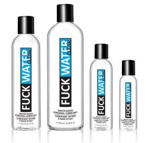 Fuck Water Clear water-based personal lubricant in 2 oz to 16 oz bottles, long-lasting and toy-safe lube, available at Romantic Depot NYC