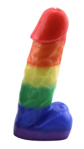 Rainbow realistic dildo with suction base for LGBTQ+ pleasure play