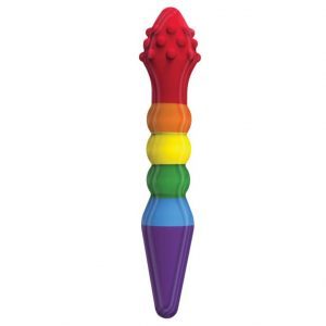 Rainbow silicone anal dildo with textured tip for LGBTQ+ pleasure