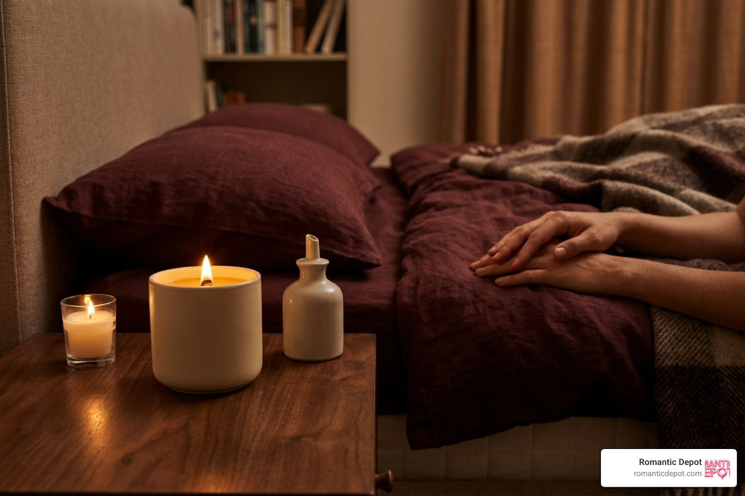 massage oil and candles
